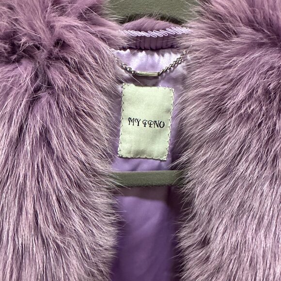 Genuine Fox Fur Coat in Purple - Picture 2 of 5
